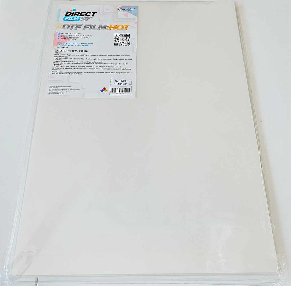 DTF Film - hot peel case of 100 (Large:13x19)